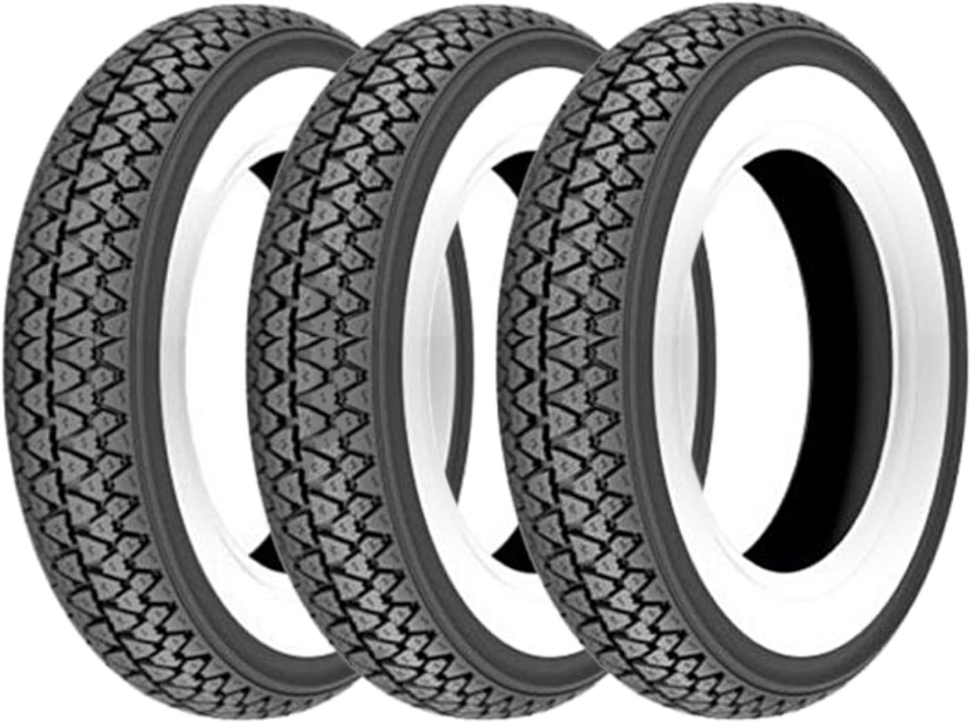 Tre gomme pneumatici Kenda K333 fascia bianca 3.50-10 51J Vespa PX 125/150