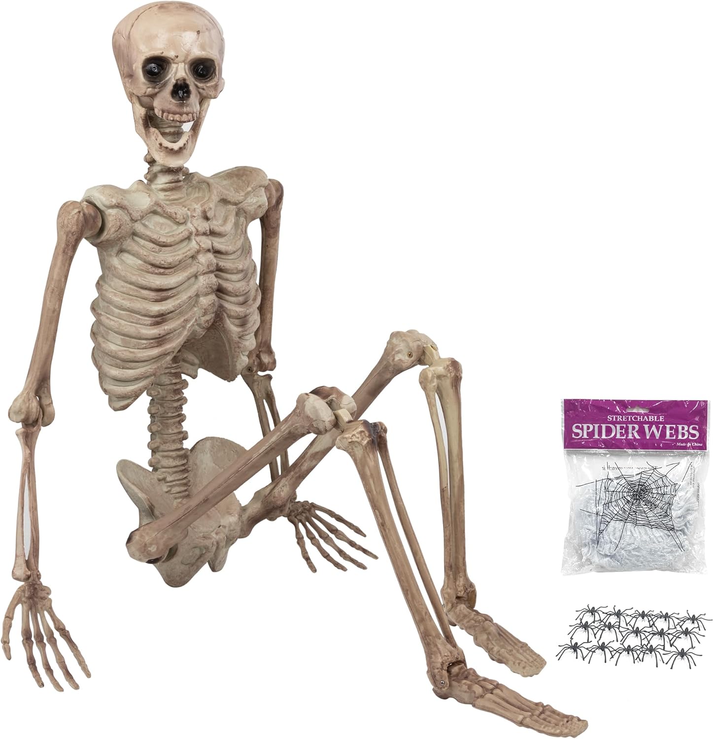 KI Store Busy Bee Scheletro di Halloween a grandezza Naturale 165 cm Grandi Decorazioni di Scheletro di Halloween da Cortile Giardino Portico Porta Decorazione Forniture per Feste