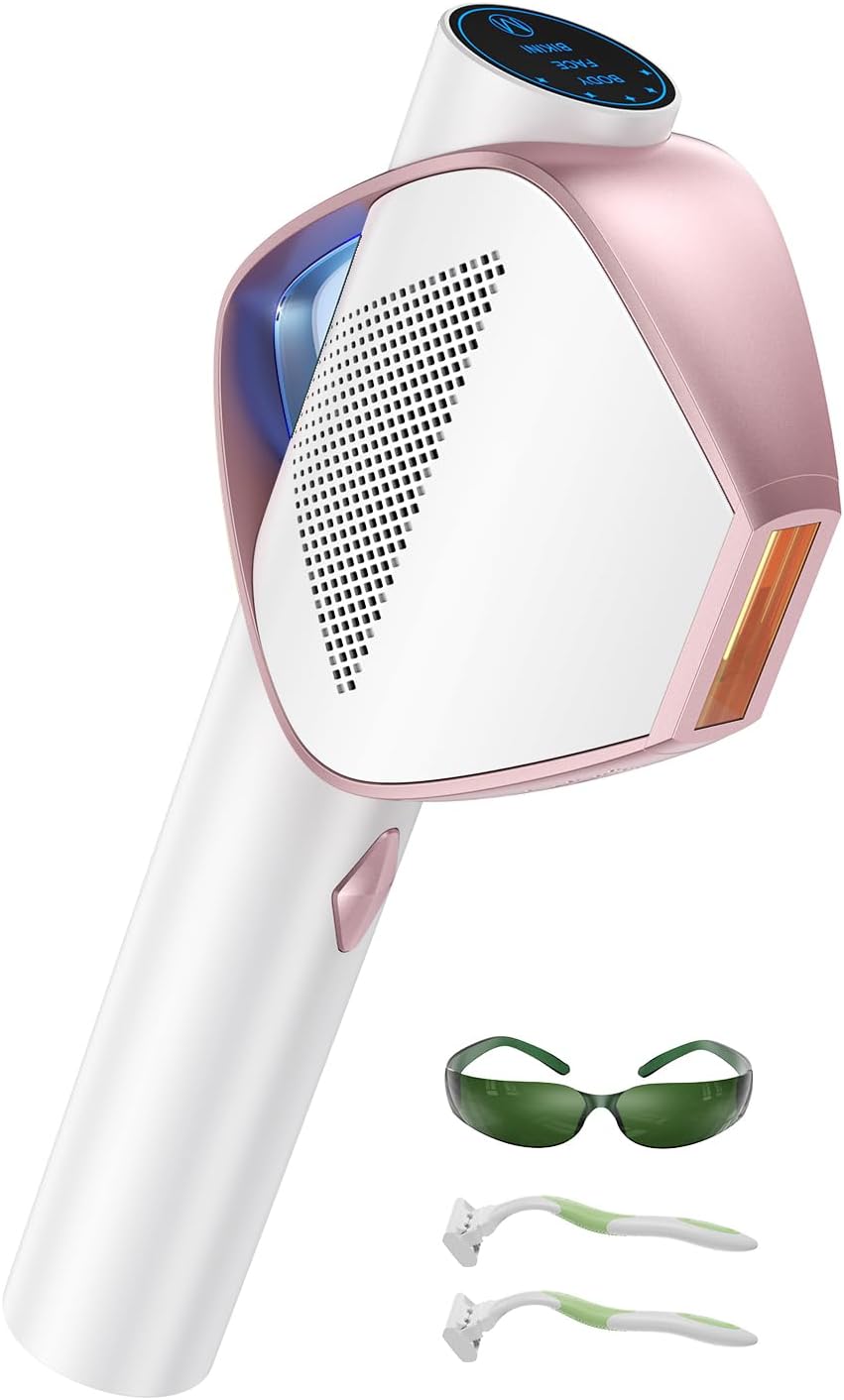 Epilatore Luce Pulsata, 600-1200NM Laser Epilatore Luce Pulsata, 0,8s Flash Rapido IGBT, Max 19,8J, Lampi Illimitati, 3 modalità energetiche Epilatore Laser per Donna, Corpo, Ascelle, Bikini