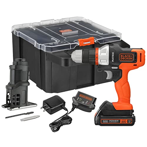 BLACK DECKER MATRIX 20 V MAX Kit di trapano, con accessorio per seghetto alternativo, custodia di stoccaggio, batteria e caricabatterie (BDCDMT1202KTJC1) : Amazon.it: Fai da te