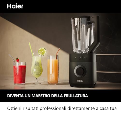 Haier Frullatore I Master Serie 5, Funzione Ice Crush, Smoothie, 5 velocità variabili, pulizia automatica, caraffa in vetro da 1,7 L, Personal Jug 0,6 1200 W [Nero] : Amazon.it: Casa e cucina
