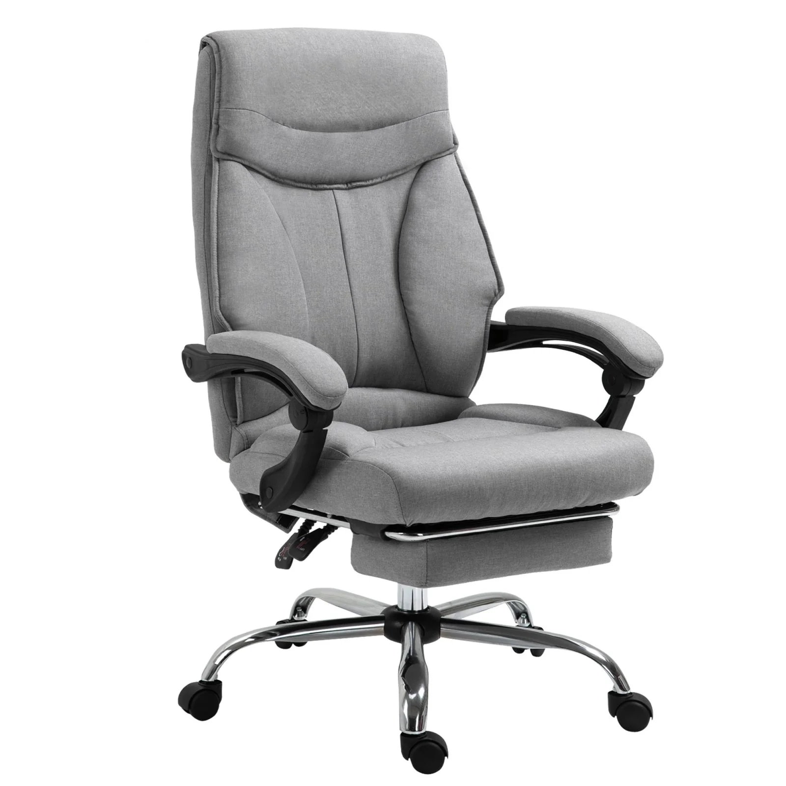 Easycomfort Sedia da Ufficio Ergonomica Girevole, Sedia da Scrivania con Rotelle, Poggiapiedi Retrattile e Reclinabile 135°, Altezza Regolabile, Grigio
