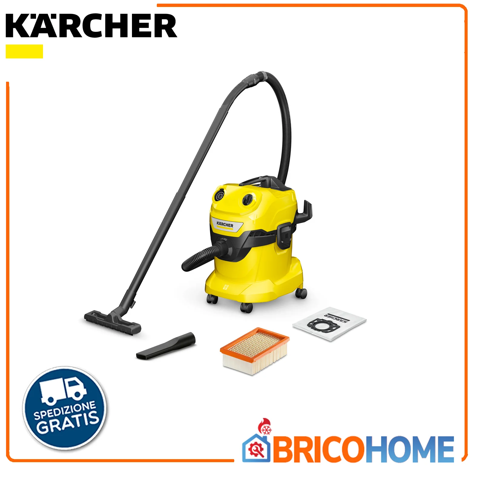 Aspirapolvere solidi e liquidi 1000W WD 4 V - Kärcher