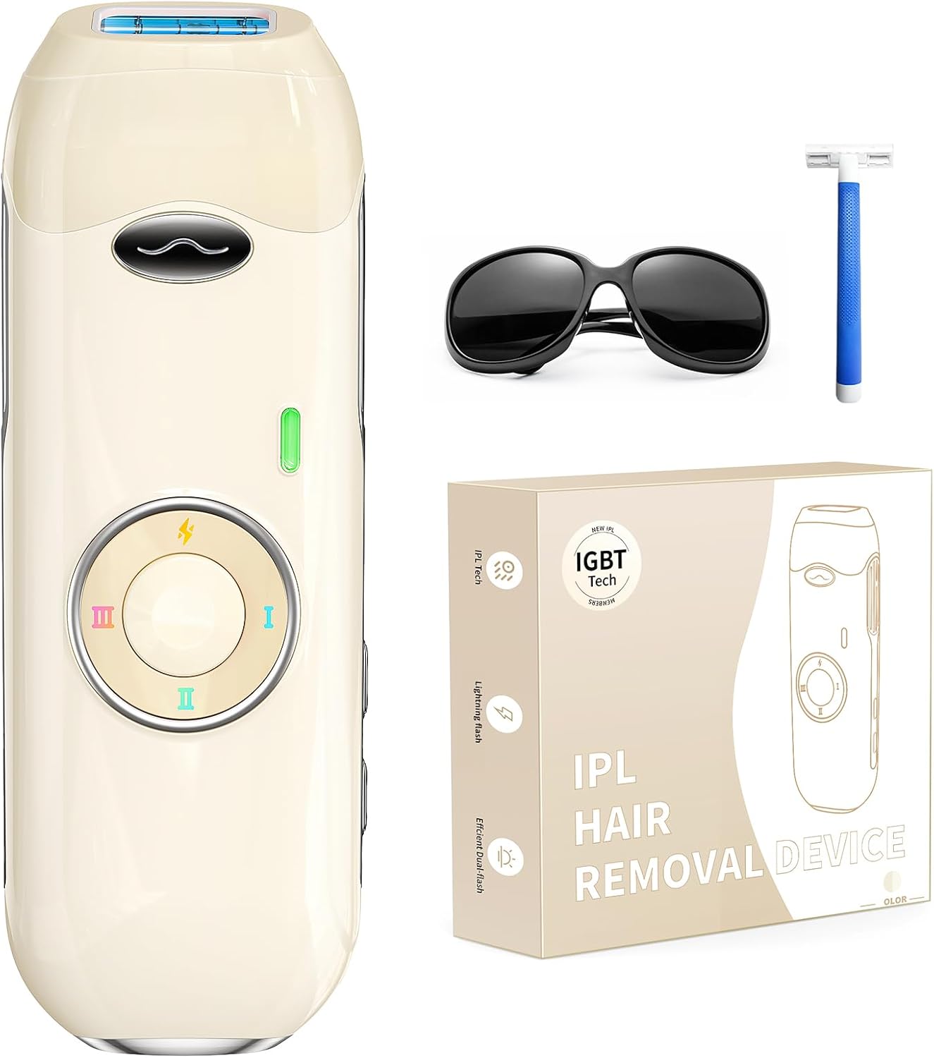 Haarlosy Epilatore Luce Pulsata Indolore con Energia Massima 22J, IPL Epilatore Laser con Tecnologia Innovativa IGBT, Adatto per Uomini e Donne Viso, Ascelle, Gambe, Corpo (Beige)