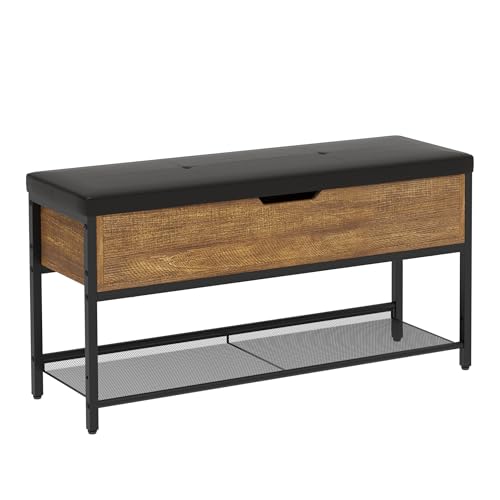 Mondeer Panca per Scarpe, Metallo, Marrone Rustico e Nero, 96 x 30 x 50 cm : Casa e cucina