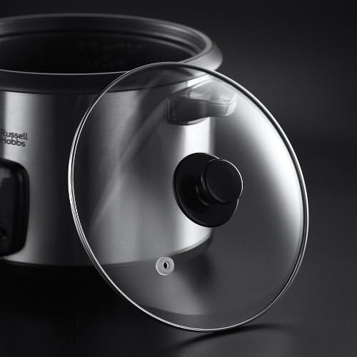 Russell Hobbs Cuociriso - 1,8l - Inserto per cottura a Vapore; Pentola antiaderente Rimovibile; Cucchiaio per riso e misurino; Acciaio Inox; coperchio in vetro, pentola a cottura lenta, 19750-56