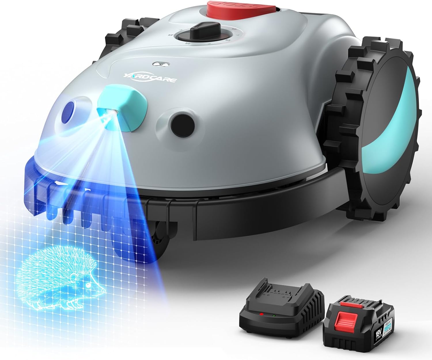 YARDCARE V100 Cordless Robot Lawn Mower with Visual Navigation, Detection of 150 Obstacles, Electric Robot Lawn Mower Up to 150 m2, Eelectric Robot Lawn Mower with Replacement Blades