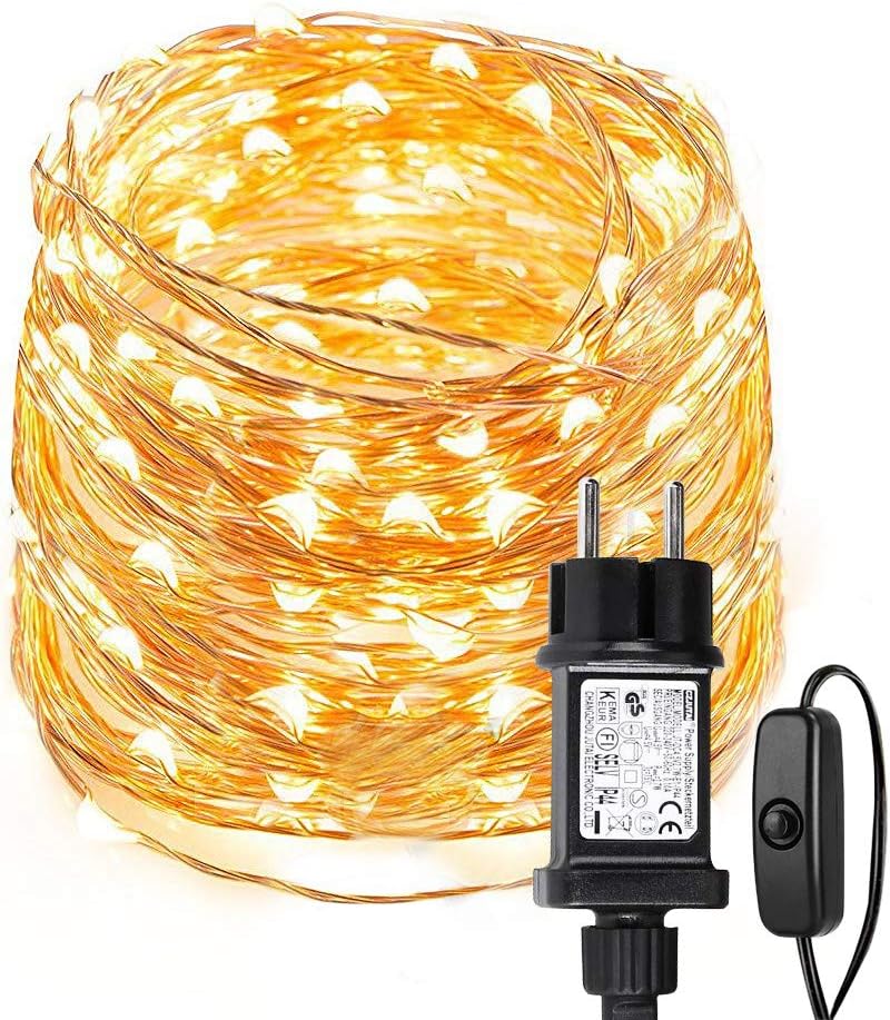 Lepro Luci da Esterno Giardino,Catena Luminosa Esterno 10m 100 LED,Luci Fatate Filo di Rame Impermeabile IP65,Stringa Luci LED Bianco Caldo per Festa, Campeggio, Balcone, Feste, Gazebo,Matrimonio