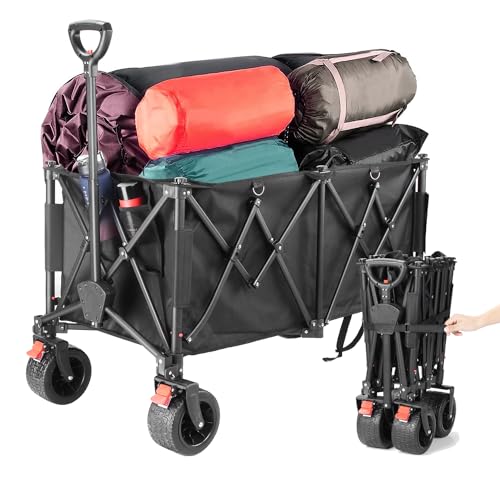 OMNISAFE Carrello pieghevole da 260 l, resistente, da giardino/spiaggia, con capacità di carico di 199,6 kg, vagone per la spesa all'aperto con tasca e freni, per campeggio, shopping, sport : Amazon.it: Giardino e giardinaggio