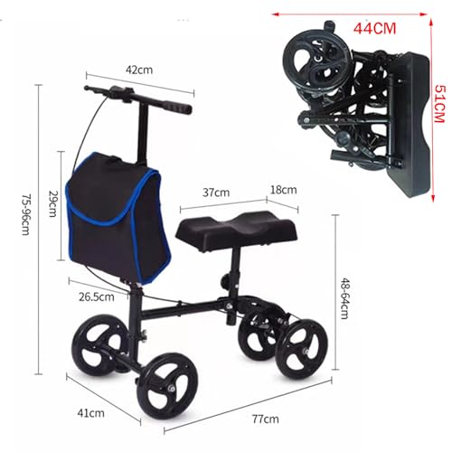 PLABNK Ginocchia Walker   Pieghevole Doppio, Scooter con Ruote Walker, Carico: 150 kg, Ammortizzante, Altezza Regolabile, Facile Trasportare/riporre, con Manubrio/Freno, per Gamba,B : Amazon.it: Sport e tempo libero