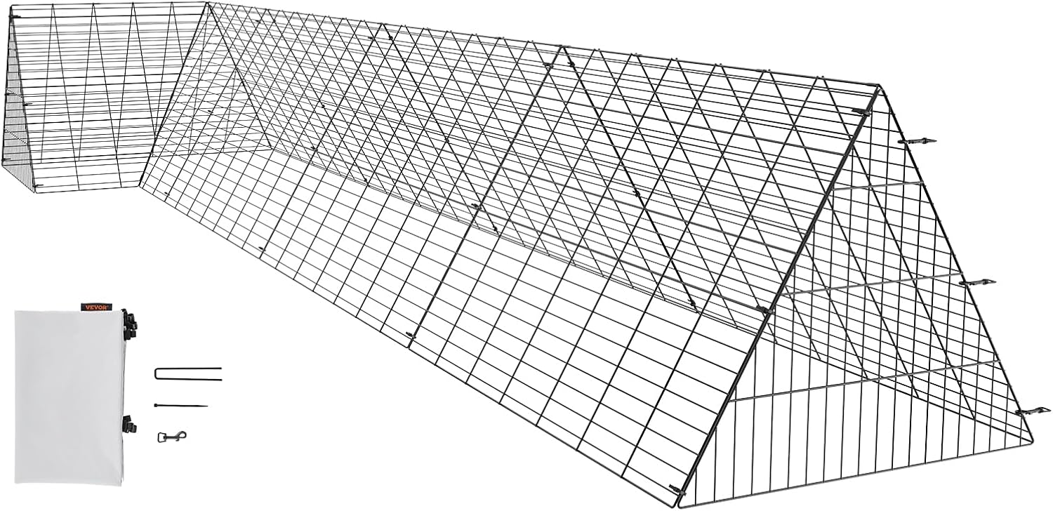 VEVOR Chicken Tunnel 400 x 100 x 61.5 cm (L x W x H) Chicken Fence with Corner Frames, Portable for Outdoor, Suitable for Chickens, Ducks, Rabbits