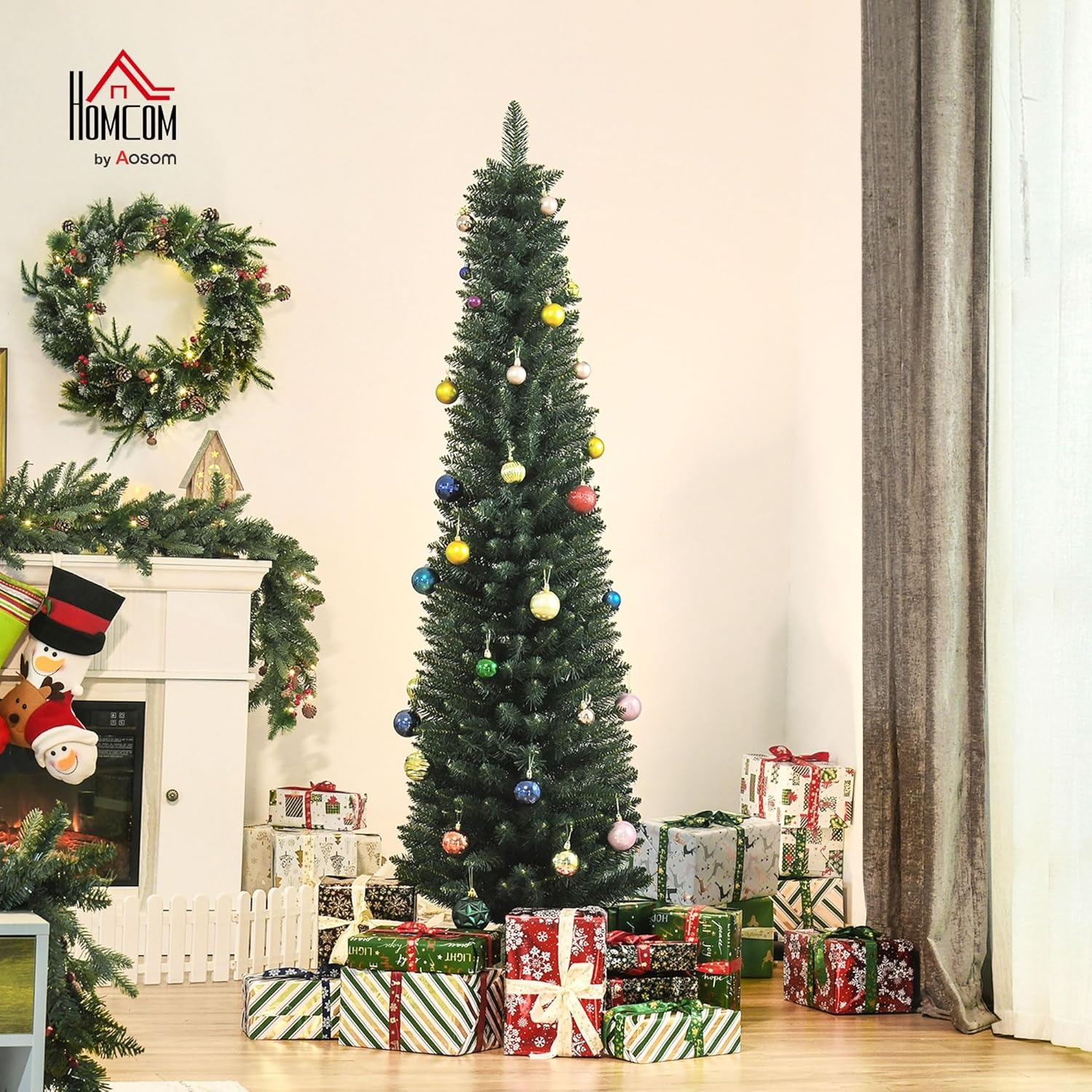 HOMCOM Albero di Natale Artificiale Alto 180cm con Base Pieghevole, 380 Rami, in PVC e Metallo, Verde