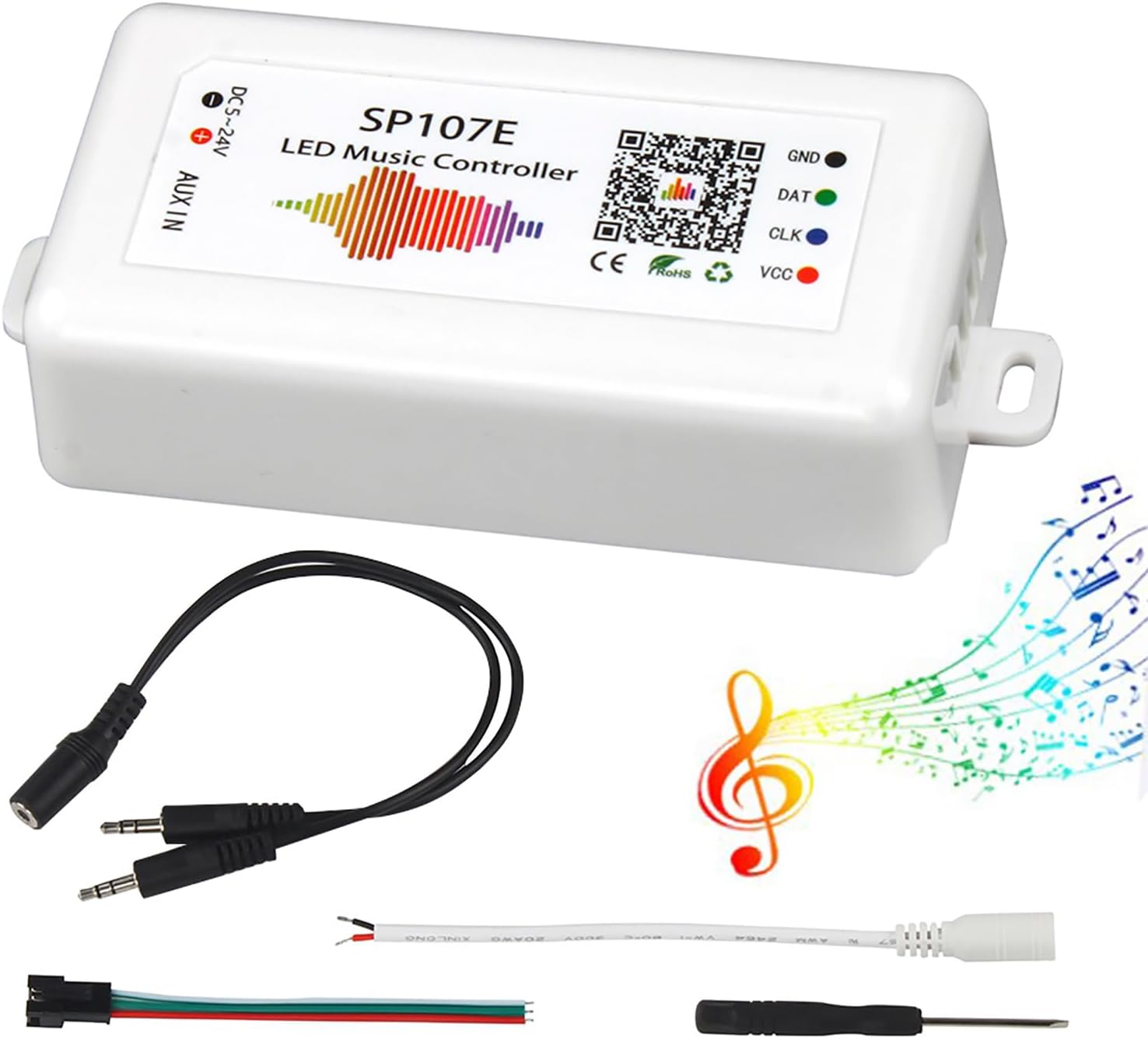 VIPMOON SP108E Controller WiFi DC 5-24V per Strisce LED, Controllore WiFi dell'APP iOS Android per Striscia LED RGBW WS2812 WS2813 WS2815 [Classe di efficienza energetica A]