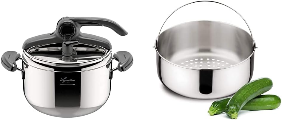 Lagostina Mia Pressure Cooker 5 L Stainless Steel 18/10 Ø 22 cm, Induction and Gas Pot, Lid with Easy Opening, Three-Layer Base, Dishwasher Safe