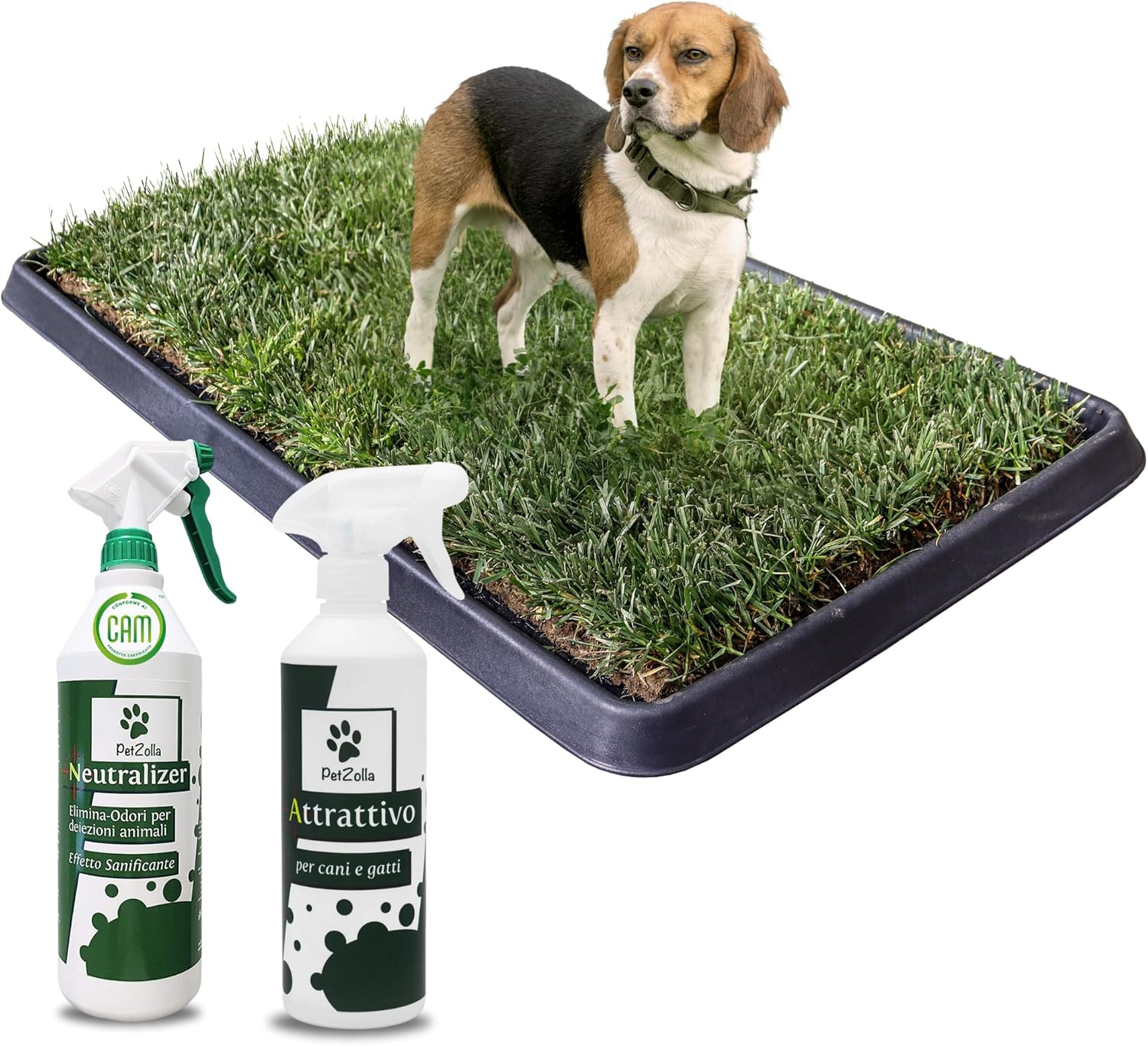 Set 3x Kit S Cane - Lettiera per cani in Vero Prato 60X40 cm, Neutralizer Elimina Odori e Spray Attrattivo - Soluzione Completa e naturale per l'Igiene del tuo cane