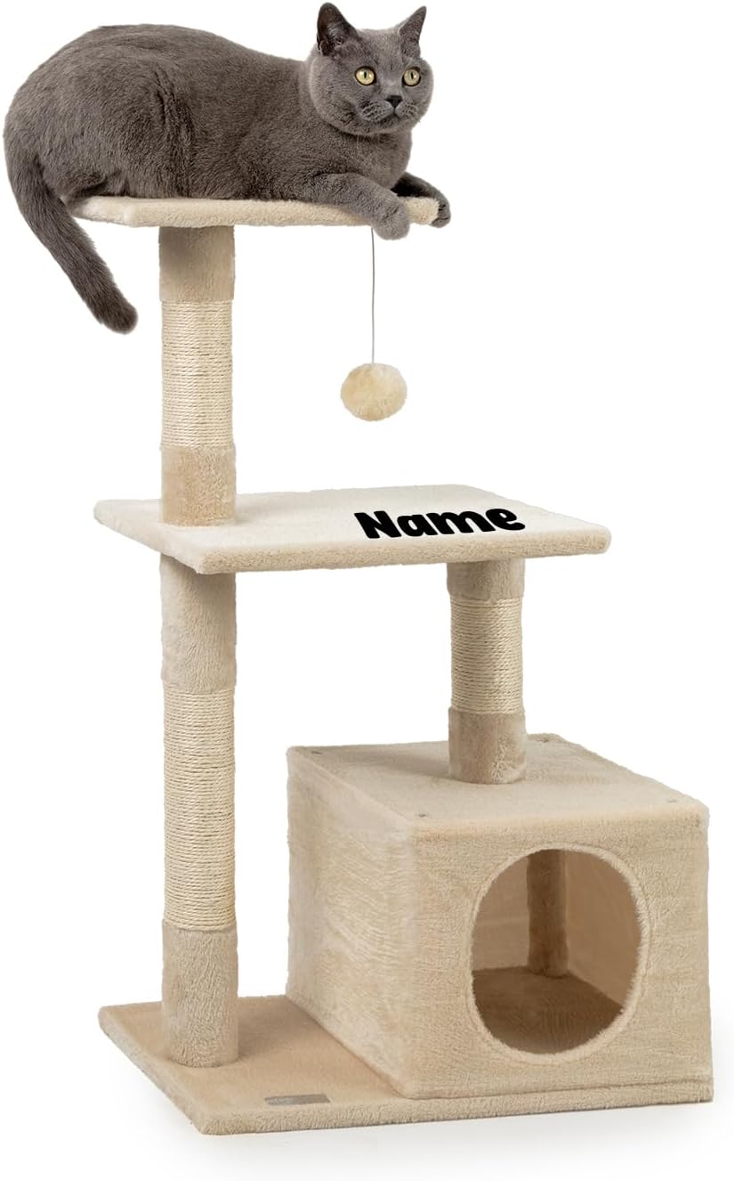 lionto Scratching Post for Cat Tree Scratching Post Cat Toy Toy Cats Height 85 cm, Light Grey