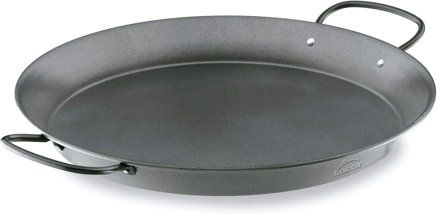 Lacor - 60139 - Paellera in carbon steel, non-stick, suitable for all kitchens, Gas, Vitroceramic, Induction, Ecological Coating, Capacity for 9 servings, Diameter 40 cm