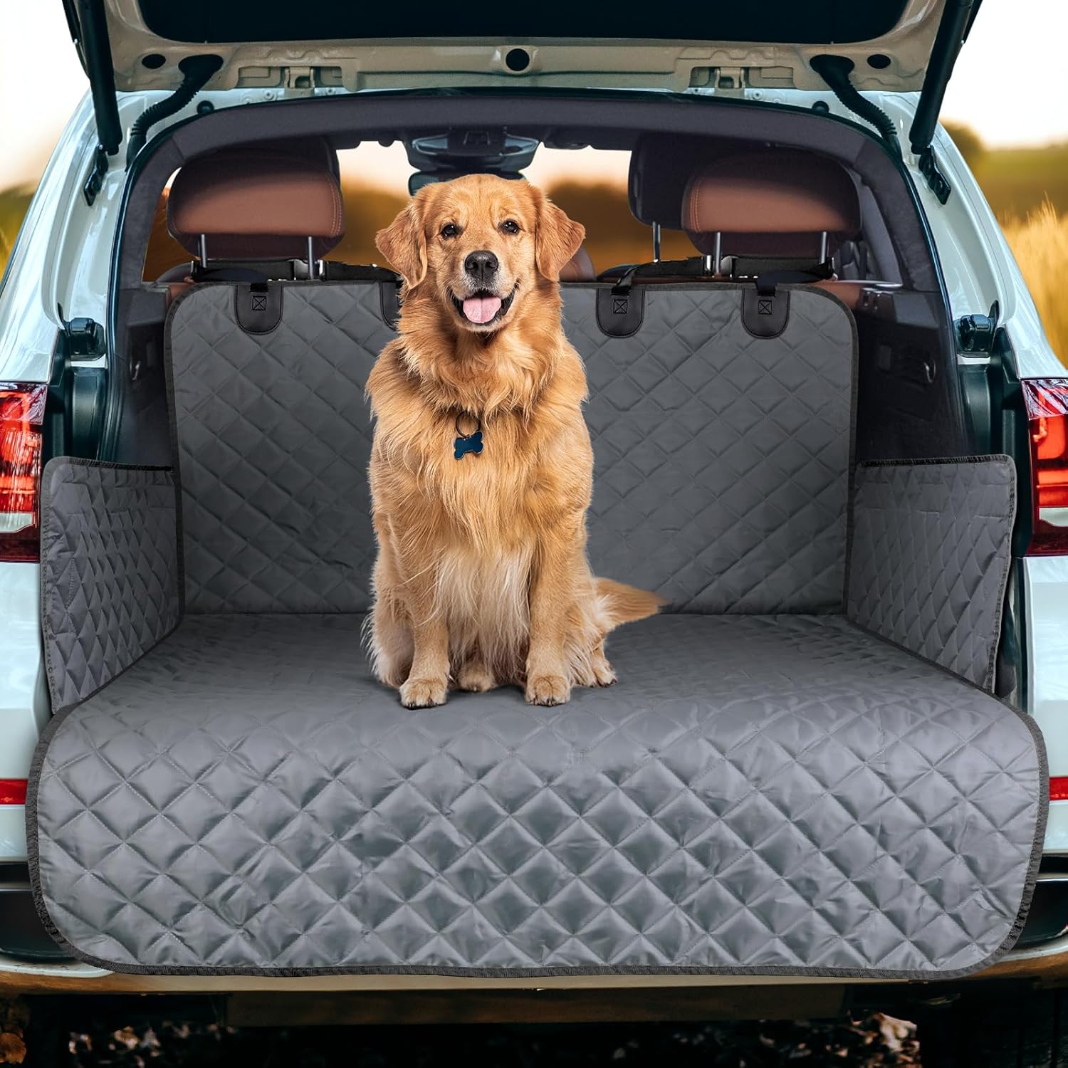 JOEJOY Car Cover for Dogs with Side Protection and Bumper, Universal Dog Car Cover, Non-Slip Waterproof Scratch Resistant for Dog Car Cover for Estate, Vans and SUV