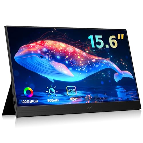 CUQI Monitor Portatile, Monitor Portatile da 15,6 Pollici 100% sRGB FHD, Monitor Mobile IPS 1920x1080 HDR con HDMI Type C per Laptop/PC/Raspberry Pi/Mac/Switch : Informatica