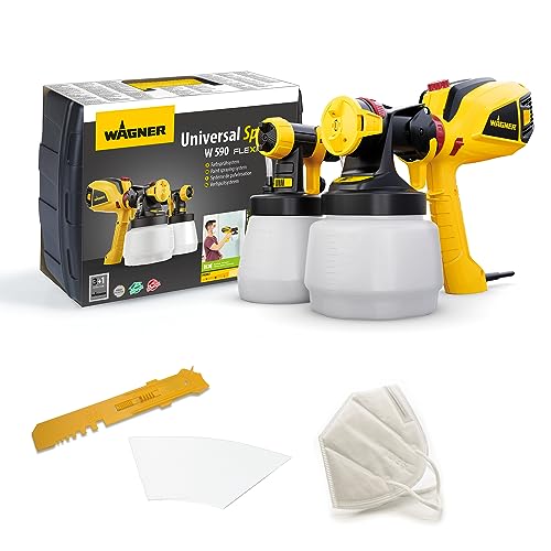 WAGNER Pistola a Spruzzo W 590 Flexio, per Vernici per Pareti (no farine minerali), Smalti e Velature, Ambiente Interno/Esterno, Resa 15 M² 6 Min, Capacità 1300 Ml/800 Ml, 630 W : Amazon.it: Fai da te