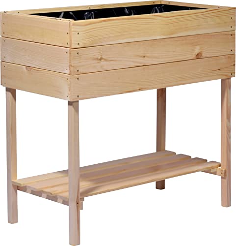 dobar 58176FSCe   Fioriera rialzata in legno con ripiano, kit di montaggio per verdure, erbe aromatiche in giardino e balcone, L (80 x 40 x 78 cm), colore naturale : Amazon.it: Giardino e giardinaggio