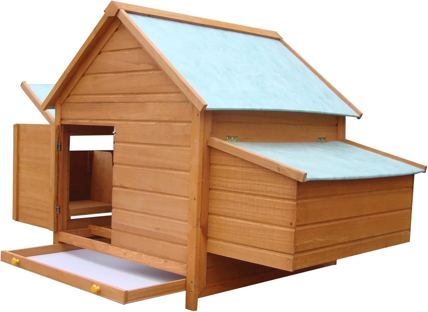 PawHut Pollaio da giardino Gabbia per Galline in Abete, legno e verde, 160x98.5x107cm