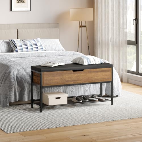 Mondeer Panca per Scarpe, Metallo, Marrone Rustico e Nero, 96 x 30 x 50 cm : Casa e cucina