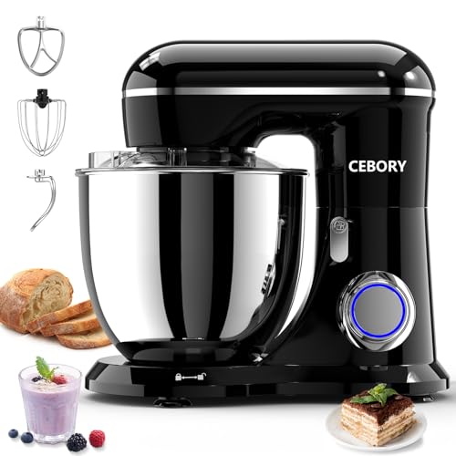 CEBORY   Miscelatore elettrico 3 in 1, ciotola da 6,5 quarti 660 W e 10 velocità, i miscelatori per alimenti per la casa includono gancio per impasto, frusta e frusta, mixer per pane : Amazon.it: Casa e cucina