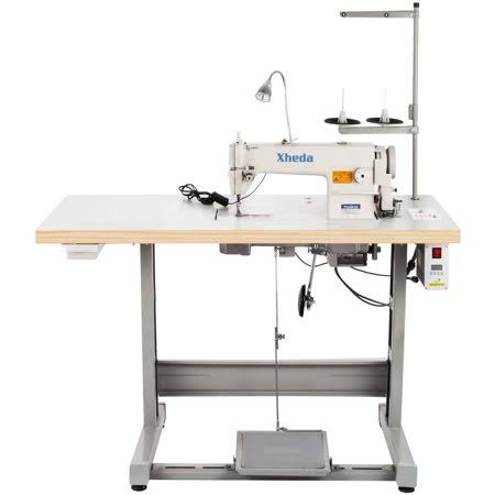 Macchina da cucire industriale VEVOR DDL8700, punto annodato con servomotore + supporto da tavolo + lampada a LED, taglia: media, bianco