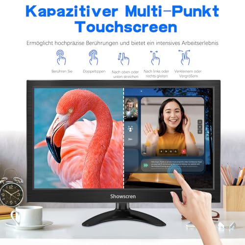 Monitor portatile touchscreen da 15,6 pollici, monitor per computer IPS FHD 1920X1080P 99% sRGB Monitor desktop HDMI/USB C con altoparlanti per PC Laptop, supporto multiuso, VESA : Informatica