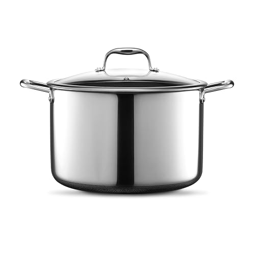 HexClad Pentola ibrida antiaderente da 10 litri con coperchio in vetro temperato, lavabile in lavastoviglie, adatta a induzione, compatibile con tutti i piani cottura : Amazon.it: Casa e cucina
