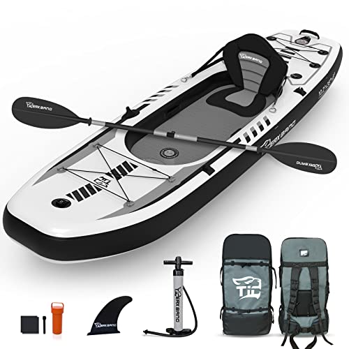 TIGERXBANG Kayak gonfiabile da 10,2 x 35 x 8 pollici con seduta rimovibile, set per kayak con pompa a mano/timone in alluminio/zaino, kayak per adulti e bambini, per pesca, tour : Amazon.it: Sport e tempo libero