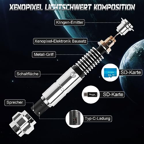 Xenopixel controllo movimento Lightsaber metallo