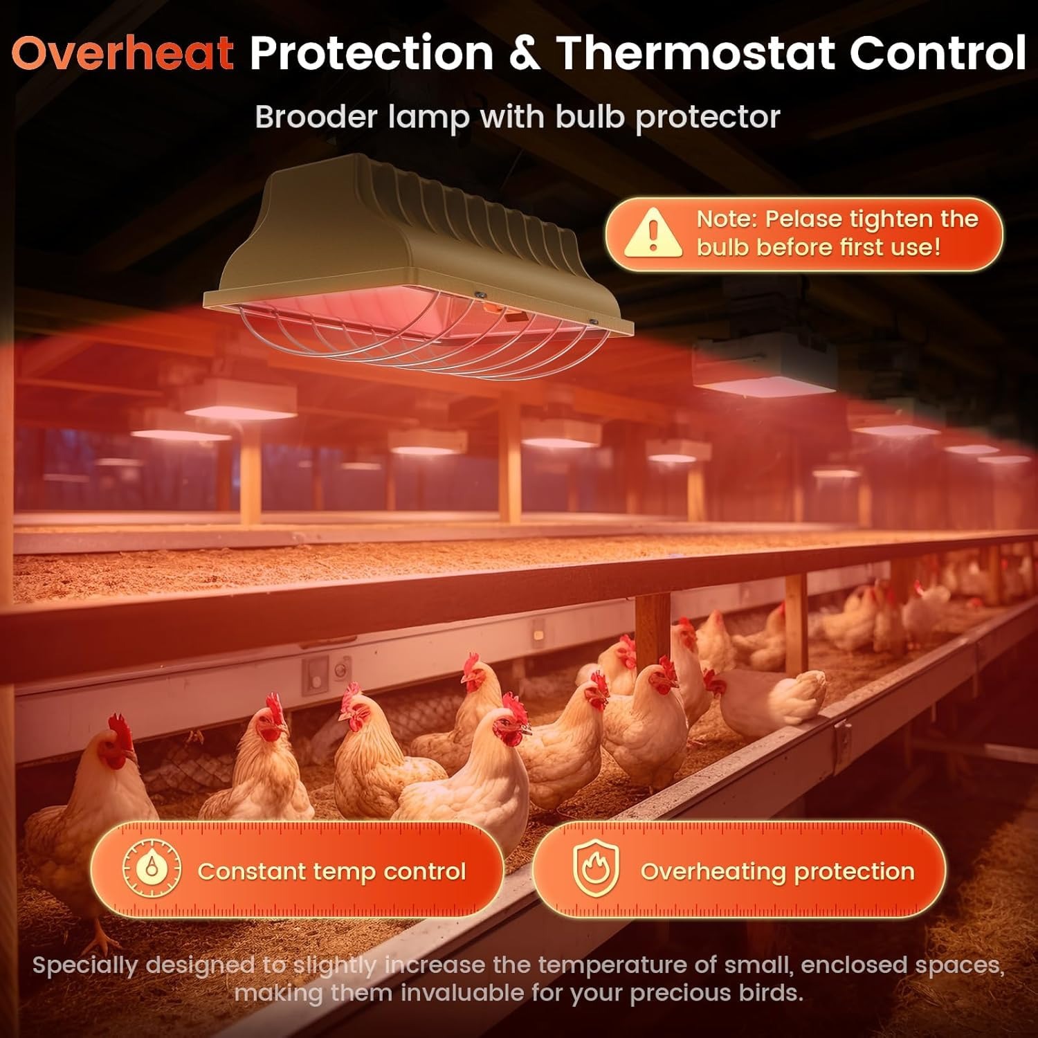 HEYOUTH Lampada Pulcini Riscaldante,lampada riscaldante, lampada riscaldante per cani, lampada infrarossi riscaldante, Riflettore Lampada in Alluminio per Rettili (250W)
