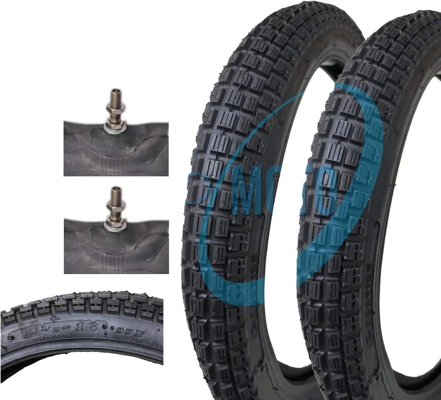 EMA16MFG 2 GOMME COPERTONI PNEUMATICI + 2 CAMERE MOTO CIAO SI BRAVO 2 1/2-16 TASSELLATO MONFERRAGLIA