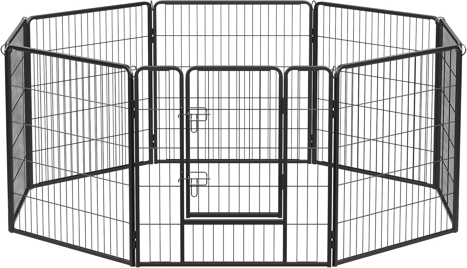 FEANDREA PPK86H Heavy Duty Puppy Playpen Play Whelping Pen, 8 Panels Alternative Black 80 x 60 cm