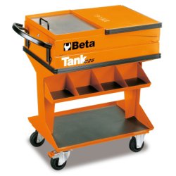 Carrello arancio Tank C25 Beta vuoto con mensola e coperchio ribaltabile