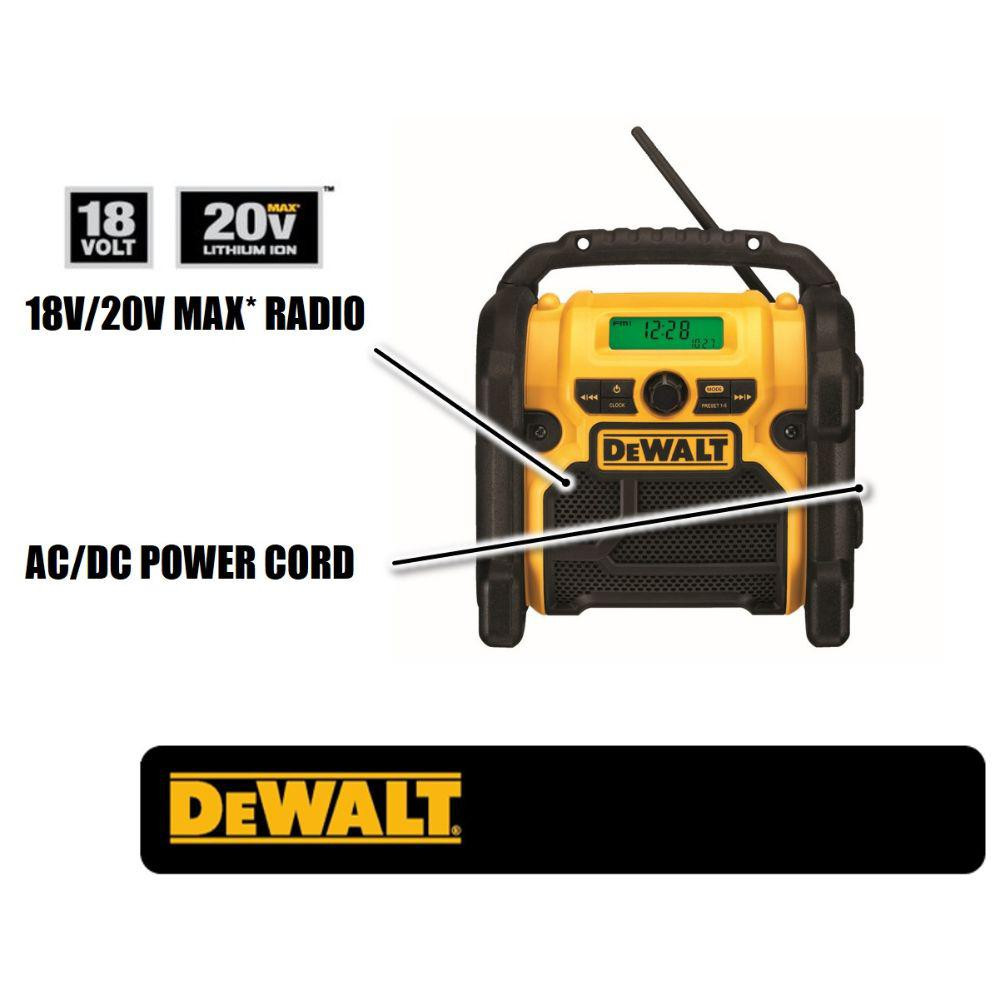 2025 Radio da cantiere compatta DEWALT 20-Volt MAX a filo e a batteria