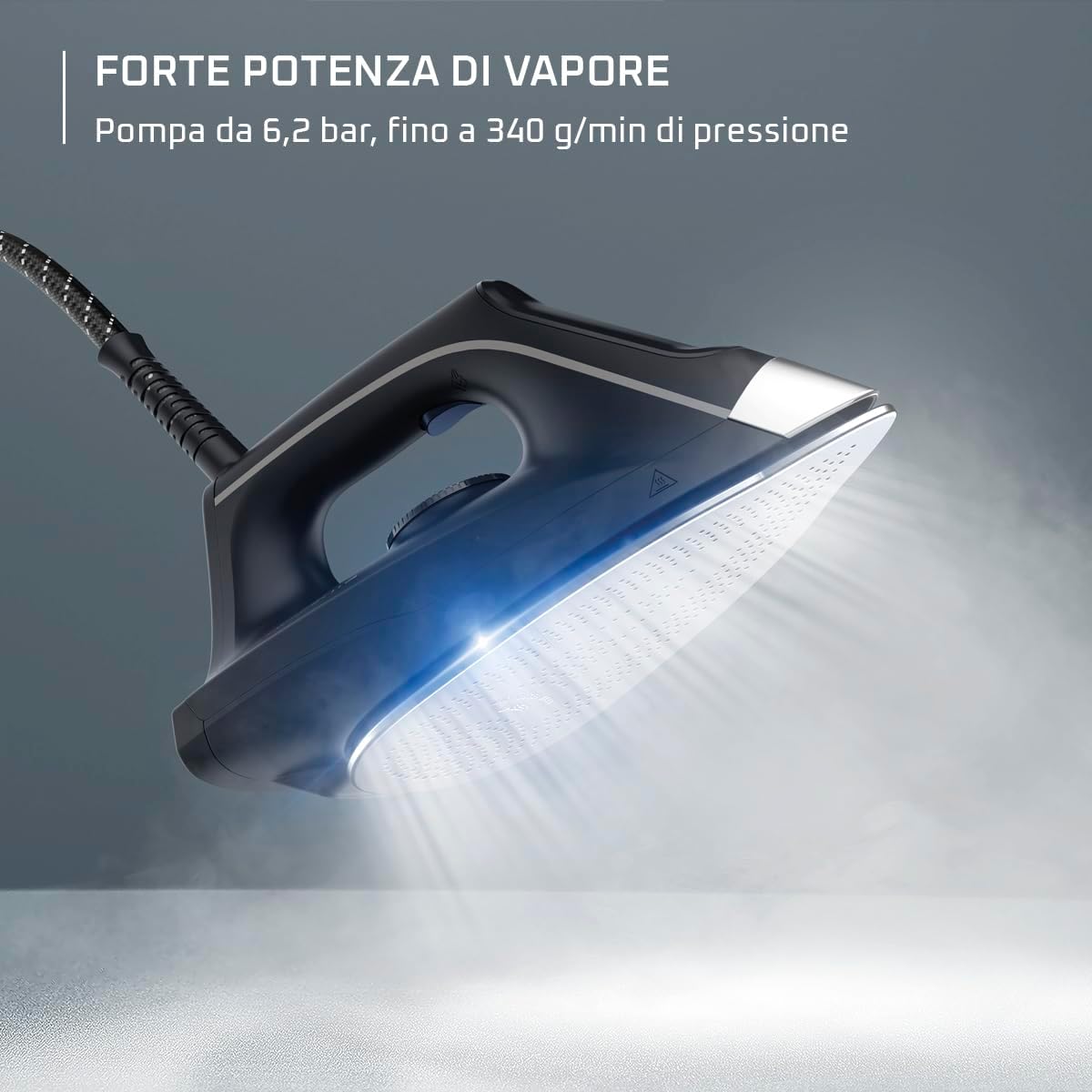 Rowenta VR8315 Powersteam Steam Iron with Silent Boiler, Pressure Up to 6.2 Bar, 2400 W, 1.7 Litres, with Stainless Steel Plate, Eco Mode