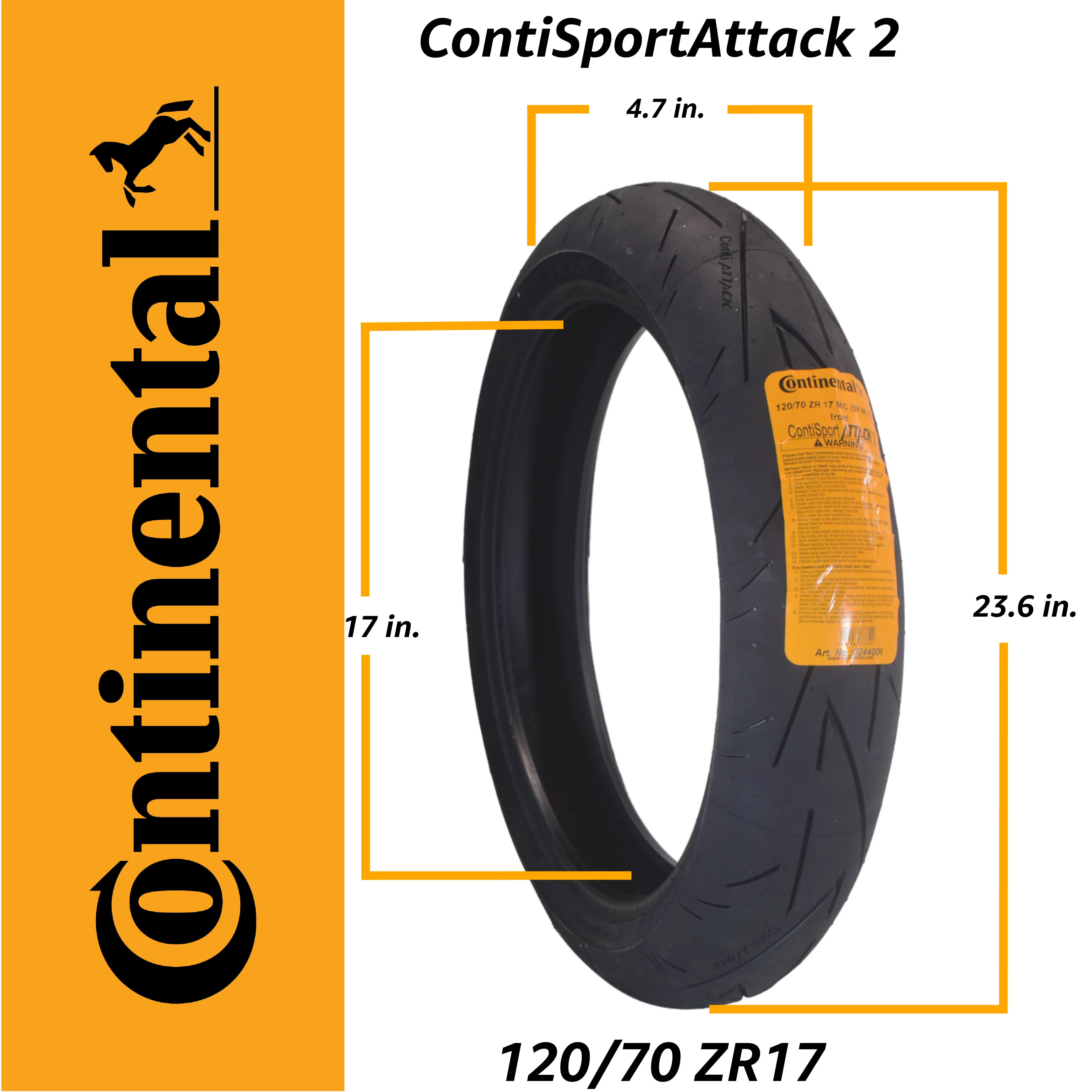 Pneumatici sportivi per moto Continental ContiSportAttack 2 120/70ZR17 anteriore e 180/55ZR17 posteriore - Aderenza ad alte prestazioni, stabilità migliorata e riscaldamento rapido 120/70-17, 180/55-17