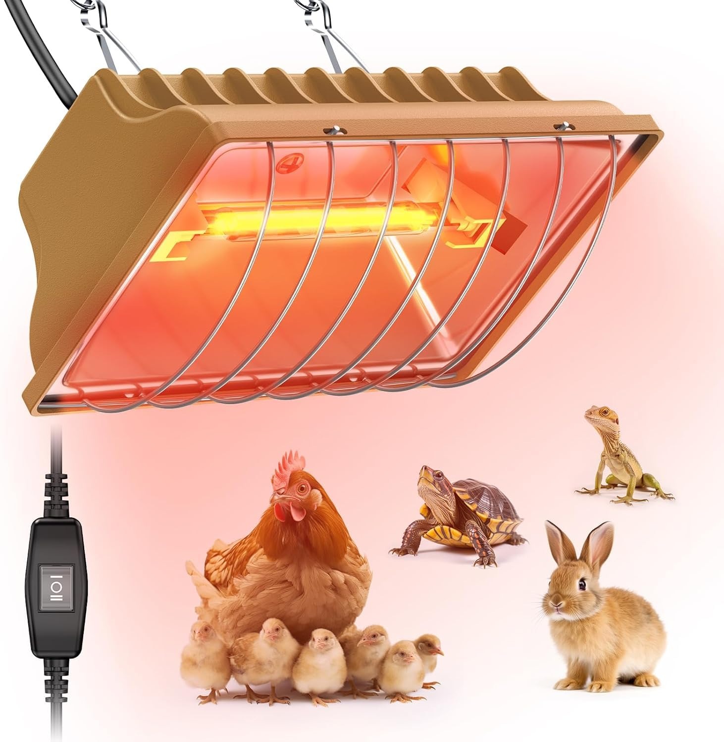 HEYOUTH Lampada Pulcini Riscaldante,lampada riscaldante, lampada riscaldante per cani, lampada infrarossi riscaldante, Riflettore Lampada in Alluminio per Rettili (250W)