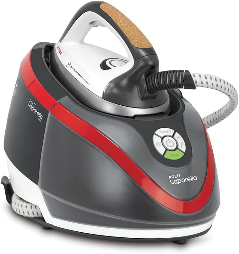 Polti Vaporella Next VN18.30 Steam Iron with Boiler, Pressure up to 6 Bar, Power 2200 W, Eco and Turbo Function, Unlimited Autonomy, Steam Pulse 350 g, Grey and Red