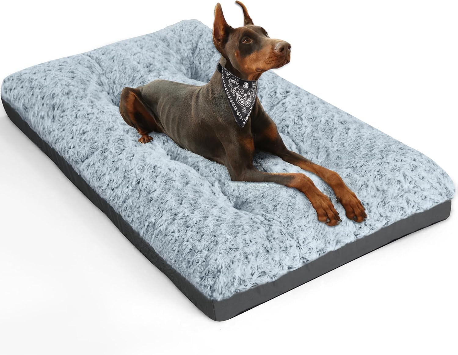 ALANMOND Lettino per Cani Grande 91x58 cm - Cuscino Morbido e Soffice con Rivestimento Impermeabile, Antiscivolo e Traspirante - Materassino Lavabile per Cani di Taglia Media e Grande - Grigio