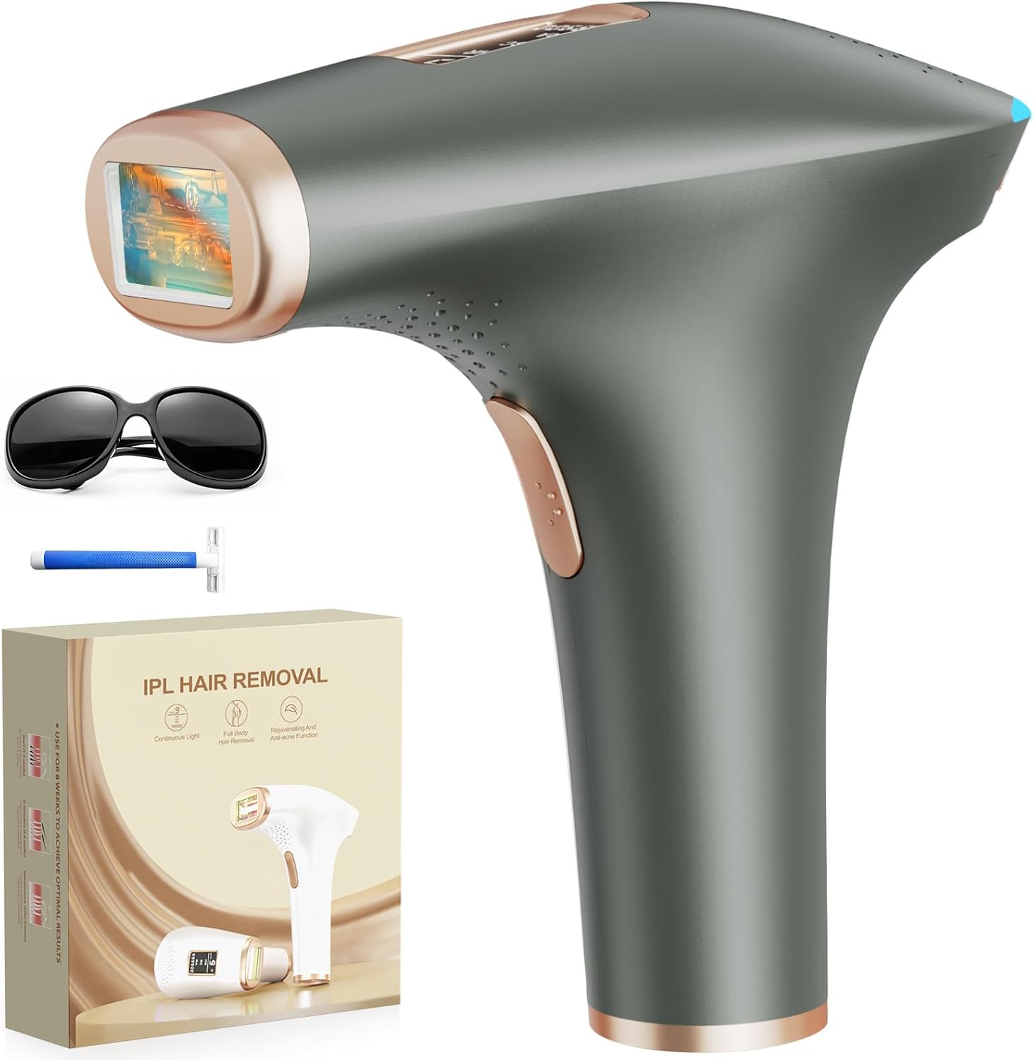 Haarlosy IPL Epilatore Luce Pulsata, 3-in-1 HR/SC/RA Epilatore Laser per Donna e Uomo, 9 Livelli di Energia Regolabile Adatto Depilatore Corpo, Viso, Ascelle, Gambe (Bianco)