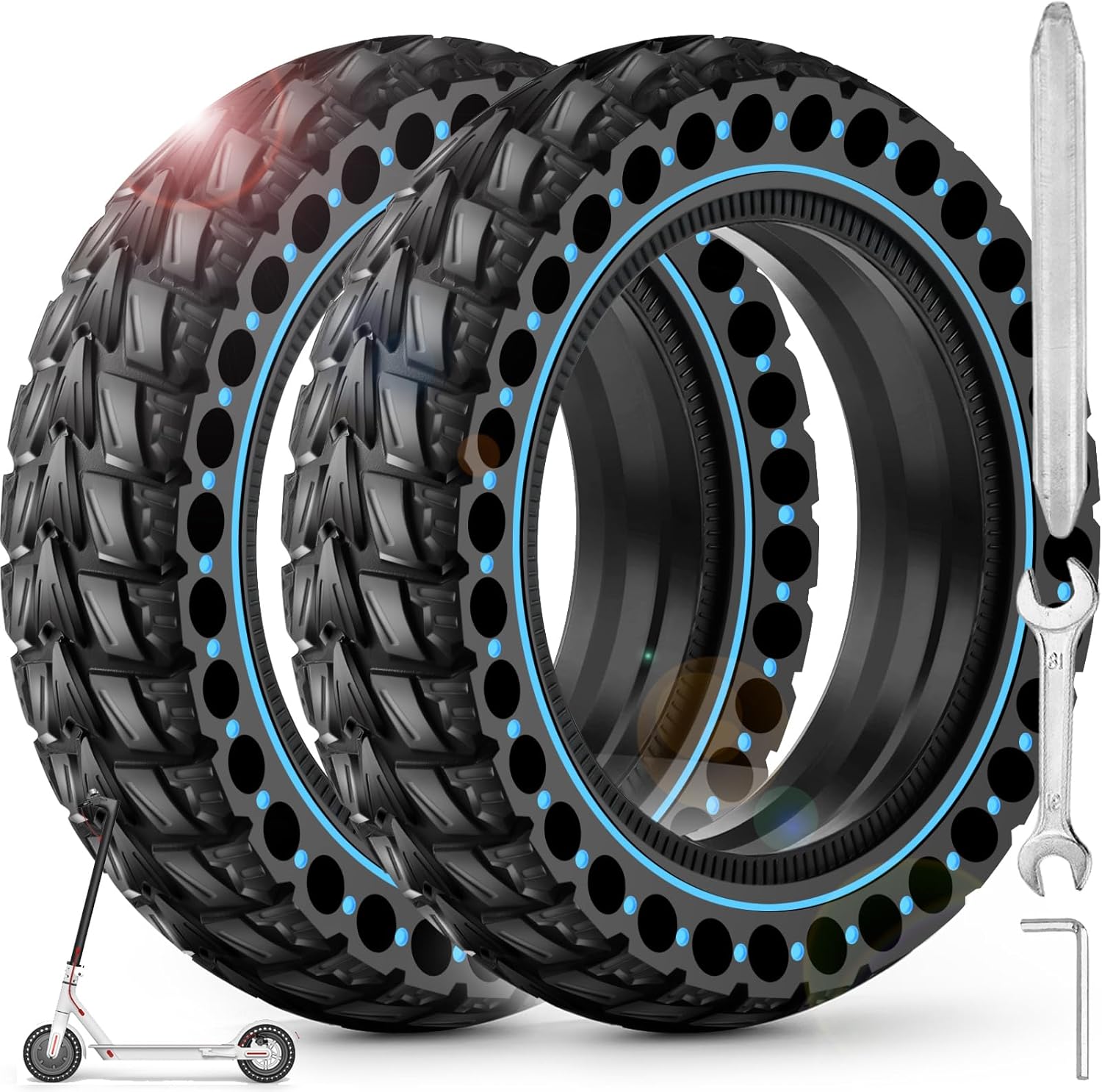 BANGTING 2pcs 8 1/2 x 2 Tyres for Electric Scooter Wheels, 8.5 x 2 Inch Full Tyres, 50/75-6.1 Replacement Tyre for Xiaomi Pro 2 / M365 / M365 Pro / 1S / 3/3 Lite/Essential