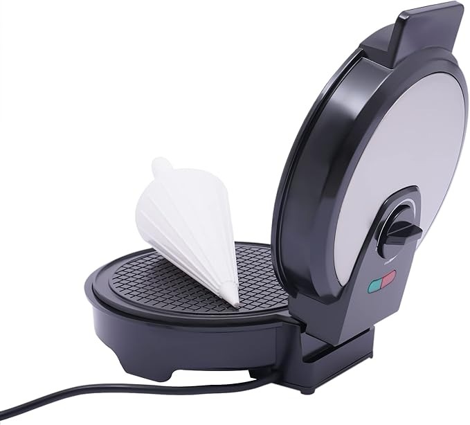 POTYYH Piastra per waffle e coni elettrici, 1200 W, con rivestimento antiaderente, temperatura regolabile, per la produzione di sacchetti gelati e sacchetti per cialde