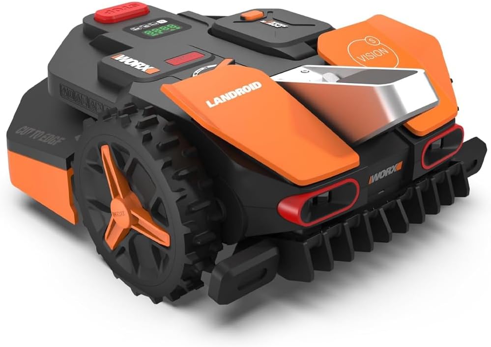 WORX Landroid Vision S250 Robotic Lawnmower WR202E for Gardens up to 250 m2 - Intelligent Robotic Lawnmower Without Limiting Cable - WLAN and Bluetooth - Active Obstacle Prevention with Technology
