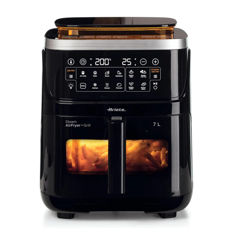 ARIETE STEAM AIR FRYER + GRILL (4636) - FRIGGITRICE AD ARIA + FUNZIONE VAPORE 100 GRADI - 7L - TOUCH CONTROL - 1700W