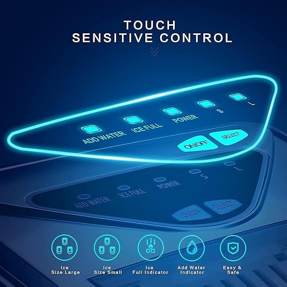 Macchina Ghiaccio Macchina per Ghiaccio da Banco, Macchina per Ghiaccio Autopulente, 9 Cubetti Pronti in 6 Minuti, 15KG in 24 H Macchina del Ghiaccio Portatile per Casa/Cucina/Ufficio/Bar
