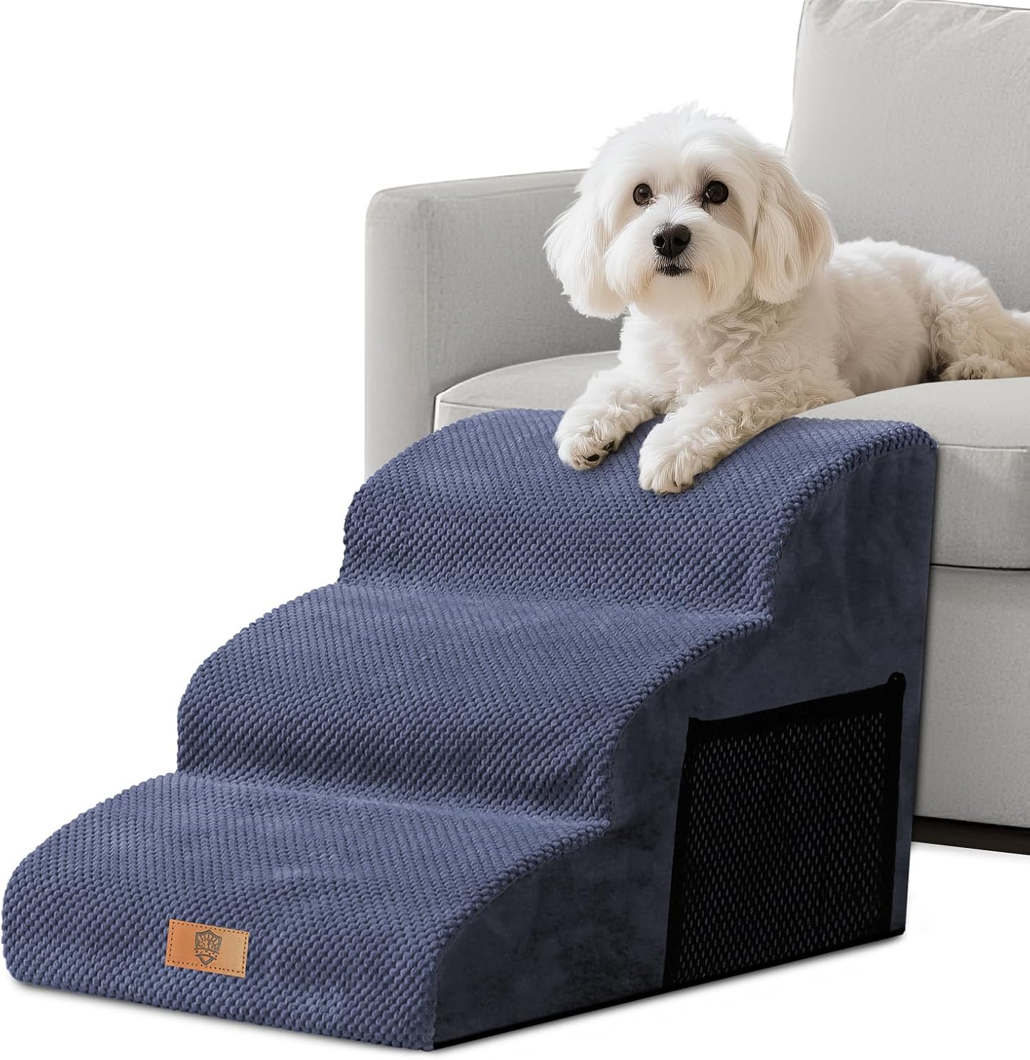 Scaletta per Cani,Masthome Rampa per Cani Letto,Gradini per Cane in Spugna,Scala Antiscivolo per Animal Cuccioli,Anziani e Feriti, con Copertura Rimovibile e Lavabile,per Letto e Divano,Nero